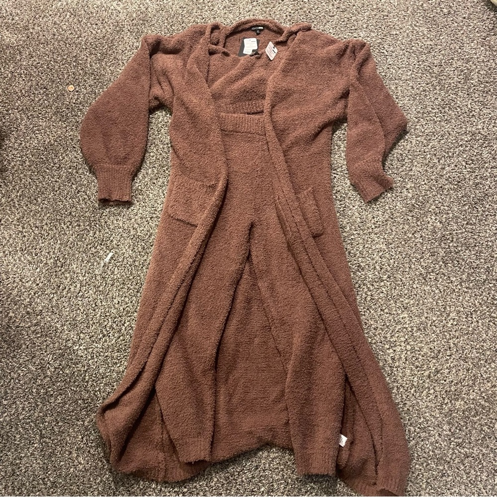 Brown Knit Cardigan 3 Piece Set